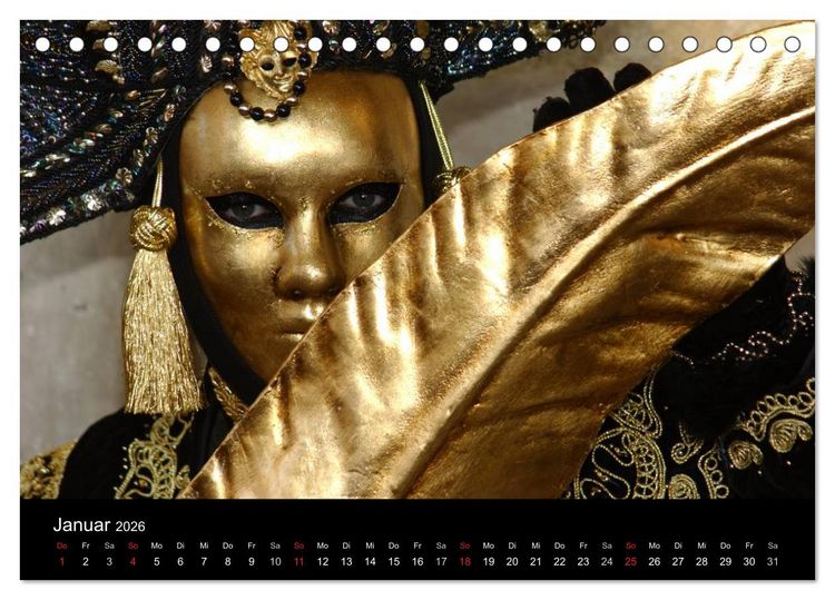 Produktbild: Maskenzauber in Venedig 2026 (Tischkalender 2026 DIN A5 quer), CALVENDO Monatskalender