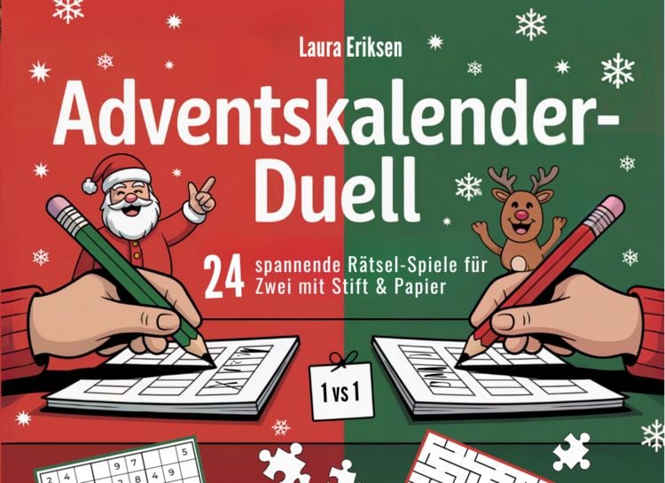 Produktbild: Adventskalender-Duell: 24 spannende R&auml;tsel-Spiele f&uuml;r Zwei mit Stift & Papier | Das perfekte Geschenk f&uuml;r die Vorweihnachtszeit