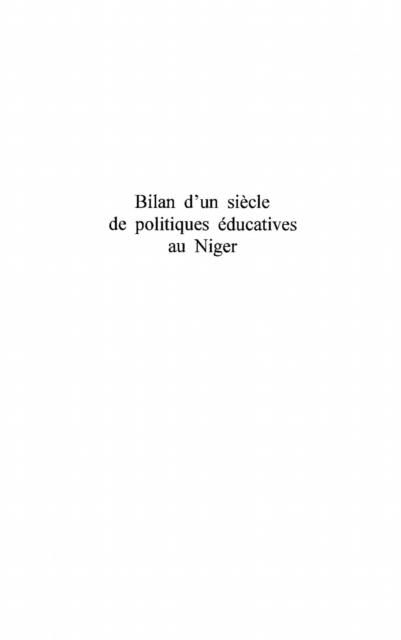 Produktbild: Bilan D'un Siecle De Politiques Educatives Au Niger