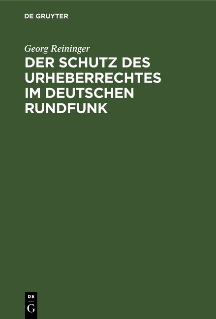 Produktbild: Der Schutz des Urheberrechtes im deutschen Rundfunk