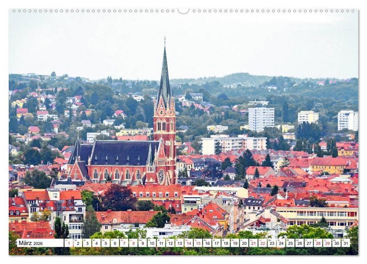 Produktbild: Graz - Ausblick auf die Dachlandschaft (hochwertiger Premium Wandkalender 2026 DIN A2 quer), Kunstdruck in Hochglanz