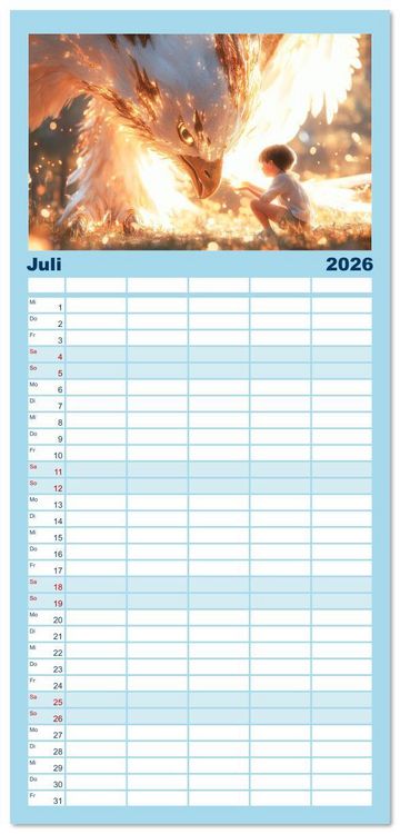 Produktbild: Familienplaner 2026 - Der letzte Funke Magie mit 5 Spalten (Wandkalender, 21 x 45 cm) CALVENDO