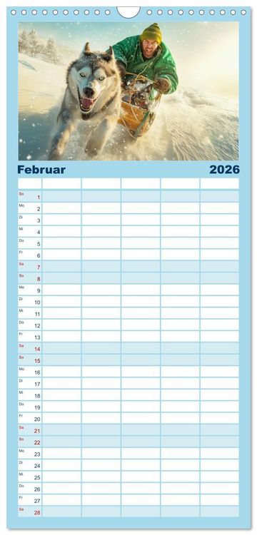Produktbild: Familienplaner 2026 - Huskies - Kraft und Anmut mit 5 Spalten (Wandkalender, 21 x 45 cm) CALVENDO