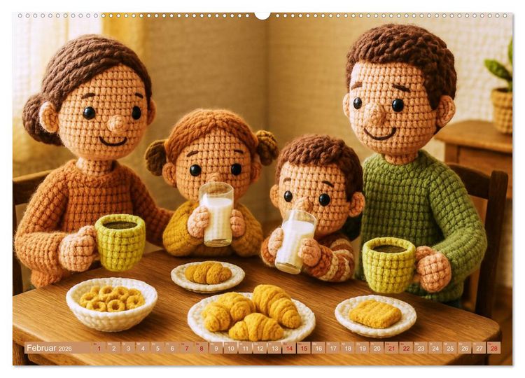 Produktbild: Amigurumi Moments. Ein fantastischer Familienalltag (hochwertiger Premium Wandkalender 2026 DIN A2 quer), Kunstdruck in Hochglanz