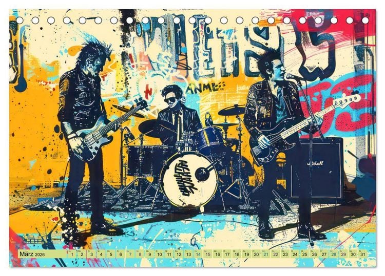 Produktbild: Musikanten im Pop-Art Stil (Tischkalender 2026 DIN A5 quer), CALVENDO Monatskalender