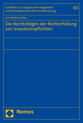 Produktbild: Die Rechtsfolgen der Nichterf&uuml;llung von Investorenpflichten