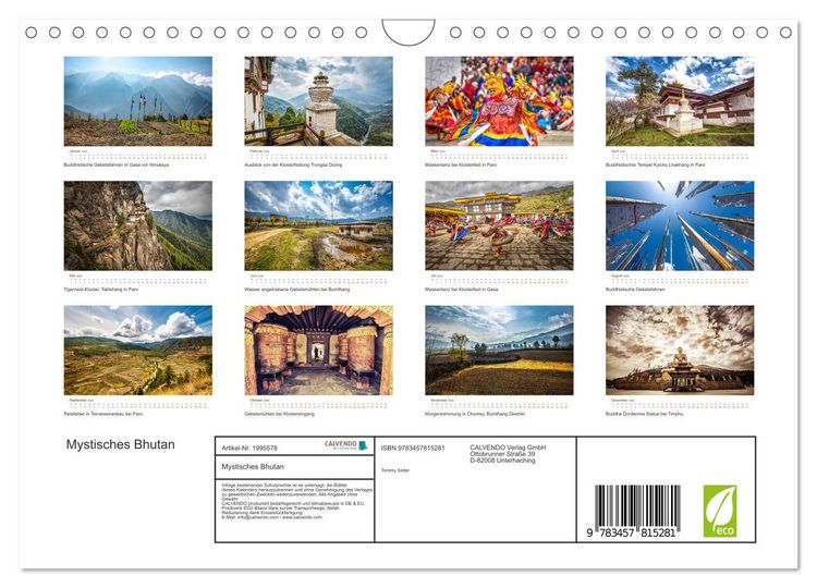 Produktbild: Mystisches Bhutan (Wandkalender 2026 DIN A4 quer), CALVENDO Monatskalender