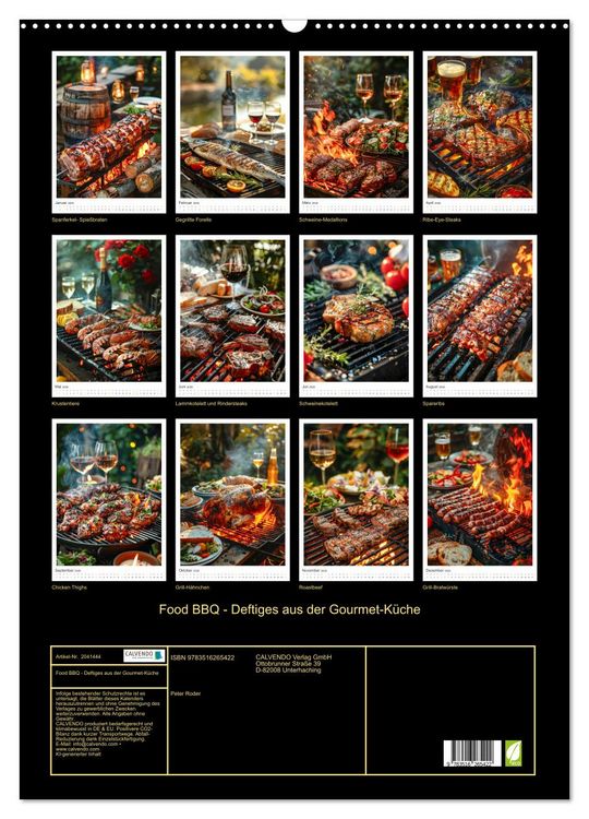 Produktbild: Food BBQ - Deftiges aus der Gourmet-K&uuml;che (Wandkalender 2026 DIN A2 hoch), CALVENDO Monatskalender