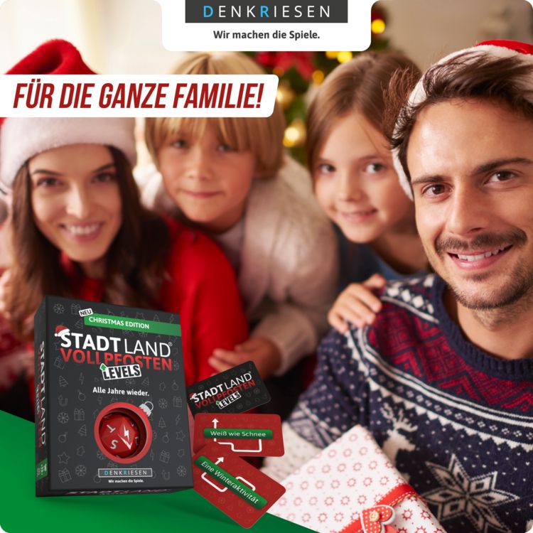 Produktbild: DENKRIESEN DEN20967 - STADT LAND VOLLPFOSTEN, Christmas Edition, Levels, Alle Jahre wieder, W&uuml;rfelspiel