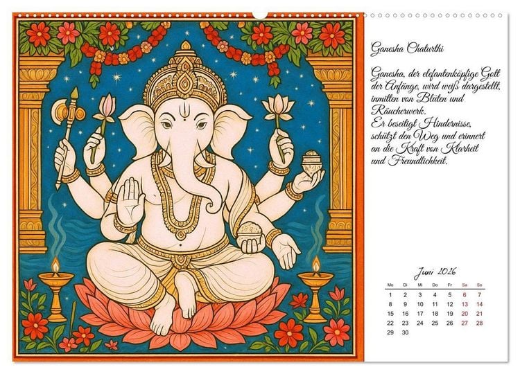 Produktbild: G&ouml;tterwelten des Hinduismus (Wandkalender 2026 DIN A2 quer), CALVENDO Monatskalender