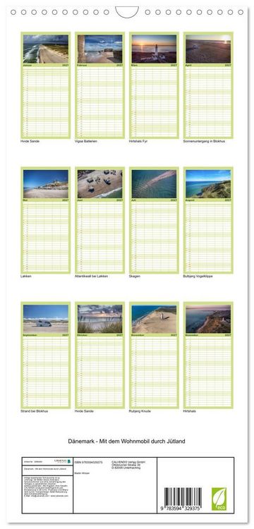 Produktbild: Familienplaner 2027 - D&auml;nemark - Mit dem Wohnmobil durch J&uuml;tland mit 5 Spalten (Wandkalender, 21 x 45 cm) CALVENDO