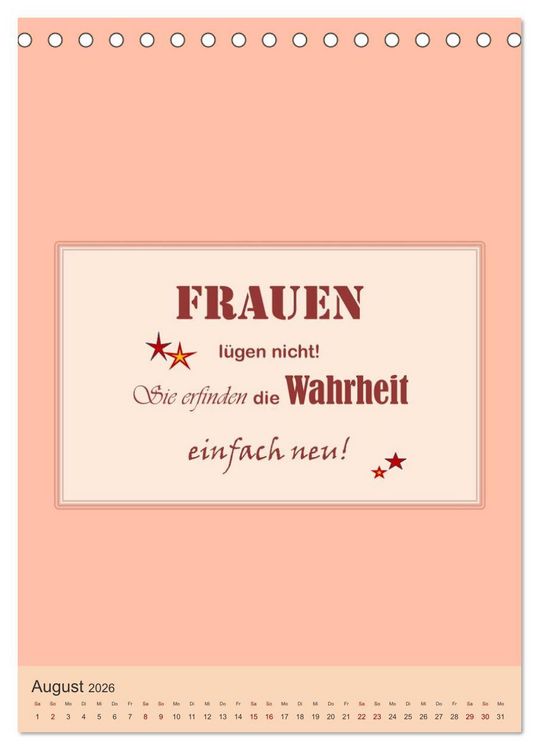 Produktbild: Was Mann &uuml;ber Frau wissen sollte und umgekehrt ... (Tischkalender 2026 DIN A5 hoch), CALVENDO Monatskalender