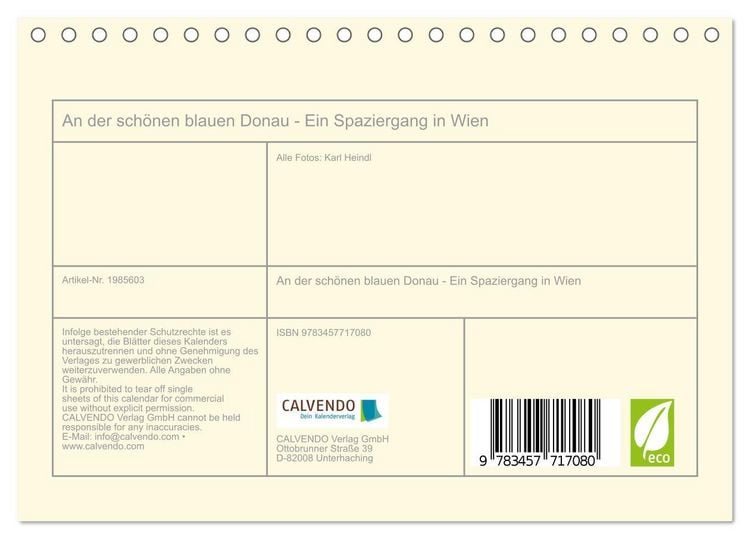 Produktbild: An der sch&ouml;nen blauen Donau - Ein Spaziergang in Wien (Tischkalender 2026 DIN A5 quer), CALVENDO Monatskalender