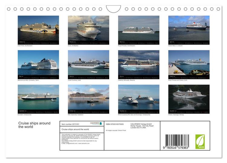 Produktbild: Cruise ships around the world (Wall Calendar 2026 DIN A4 landscape), CALVENDO 12 Month Wall Calendar