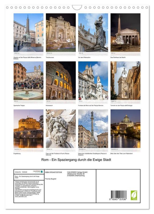 Produktbild: Rom - Ein Spaziergang durch die Ewige Stadt (Wandkalender 2026 DIN A3 hoch), CALVENDO Monatskalender