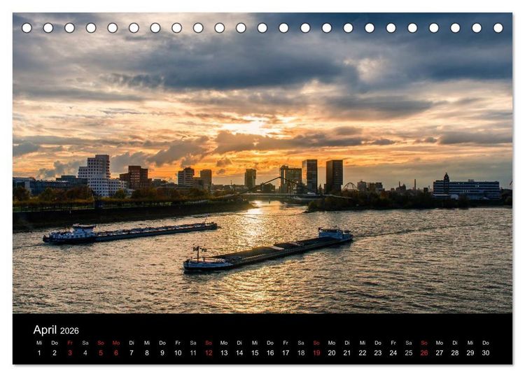 Produktbild: D&uuml;sseldorf - Rheinansichten (Tischkalender 2026 DIN A5 quer), CALVENDO Monatskalender