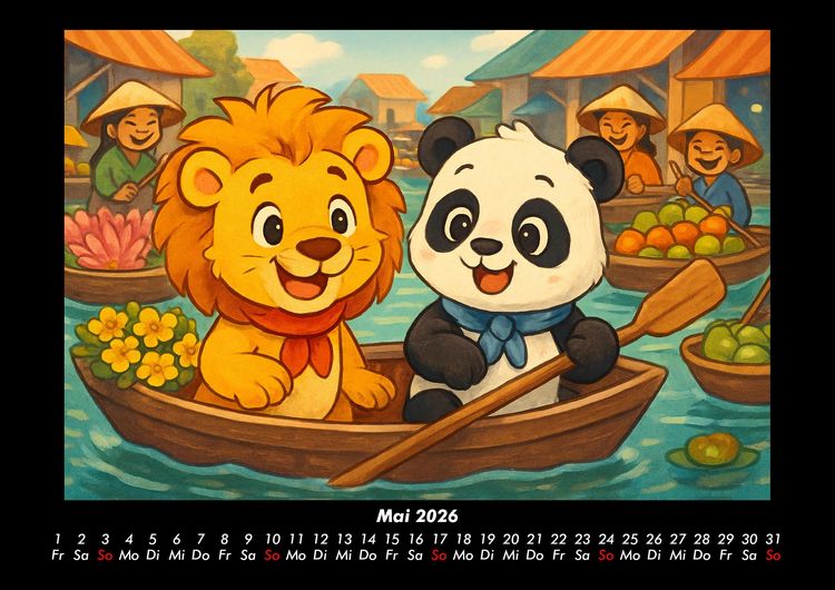 Produktbild: Buschi und Pippin - Abenteuer in Asien 2026 Fotokalender DIN A3