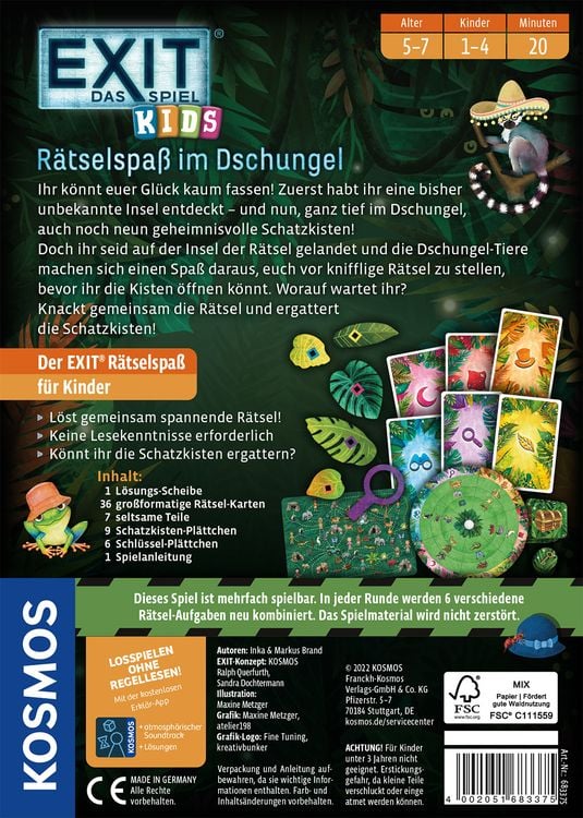 KOSMOS 683375 - EXIT® Das Spiel Kids, Rätselspaß im Dschungel,