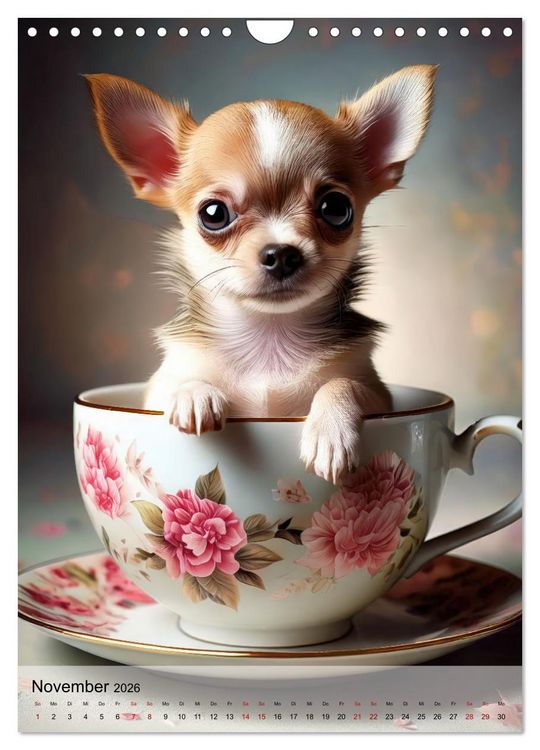 Produktbild: Kaffeepause mit Chihuahua - Kleine Freunde in gro&szlig;en Tassen (Wandkalender 2026 DIN A4 hoch), CALVENDO Monatskalender
