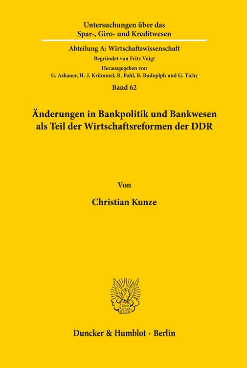 Produktbild: &Auml;nderungen in Bankpolitik und Bankwesen als Teil der Wirtschaftsreformen der DDR.