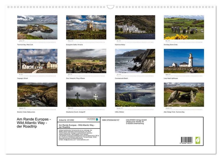 Produktbild: Am Rande Europas - Wild Atlantic Way - der Roadtrip (Wandkalender 2027 DIN A2 quer), CALVENDO Monatskalender