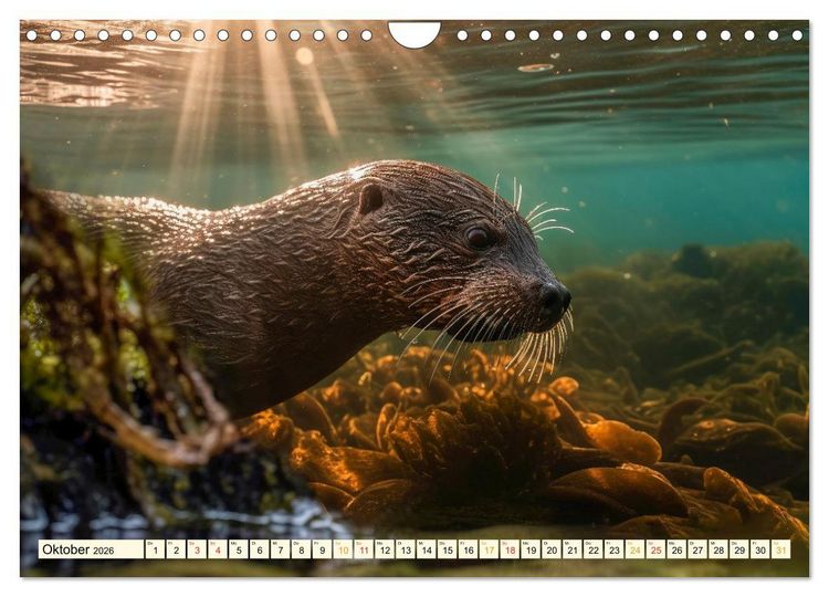 Produktbild: Fischotter - schlaue J&auml;ger (Wandkalender 2026 DIN A4 quer), CALVENDO Monatskalender
