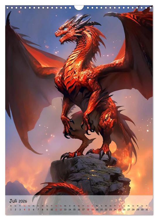 Produktbild: Gefl&uuml;gelte H&uuml;ter - Erleben Sie die Magie der Drachen (Wandkalender 2026 DIN A3 hoch), CALVENDO Monatskalender