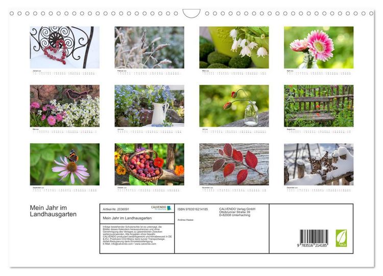 Produktbild: Mein Jahr im Landhausgarten (Wandkalender 2026 DIN A3 quer), CALVENDO Monatskalender