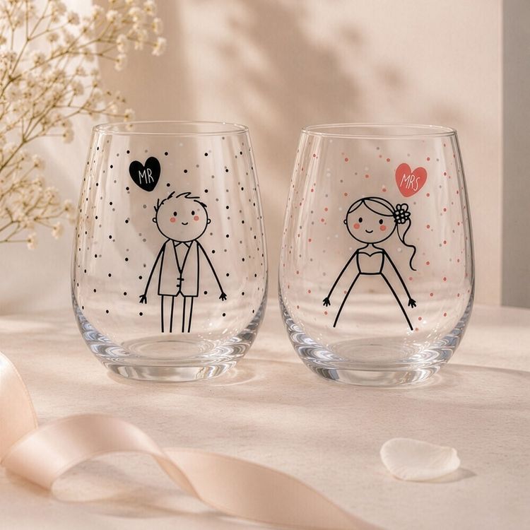 Produktbild: Trinkglas-Set Motiv "Mr & Mrs"