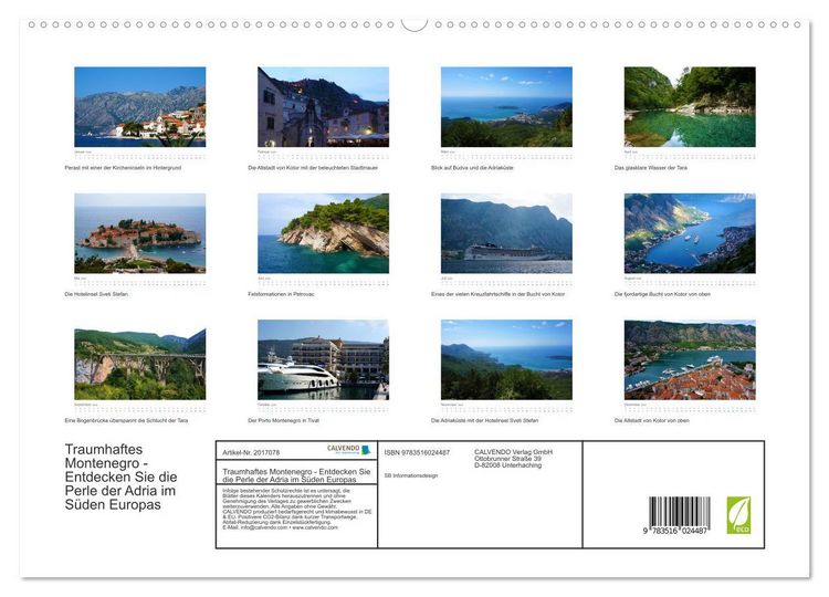 Produktbild: Traumhaftes Montenegro - Entdecken Sie die Perle der Adria im S&uuml;den Europas (hochwertiger Premium Wandkalender 2026 DIN A2 quer), Kunstdruck in Hochglanz