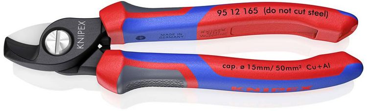 Produktbild: Knipex 95 12 165 Kabelschere Geeignet f&uuml;r (Abisoliertechnik) Alu- und Kupferkabel, ein- und mehrdr&auml;htig 15 mm 50 mm&sup2; 0