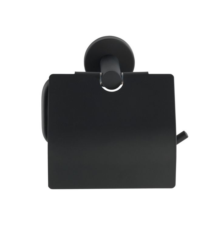 Produktbild: Toilettenpapierhalter Edelstahl Mod. Bosio Black matt mit Deckel, rostfrei