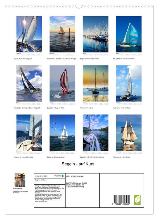 Produktbild: Segeln - auf Kurs (hochwertiger Premium Wandkalender 2026 DIN A2 hoch), Kunstdruck in Hochglanz