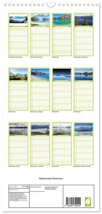 Produktbild: Familienplaner 2027 - Walchensee Panorama mit 5 Spalten (Wandkalender, 21 x 45 cm) CALVENDO