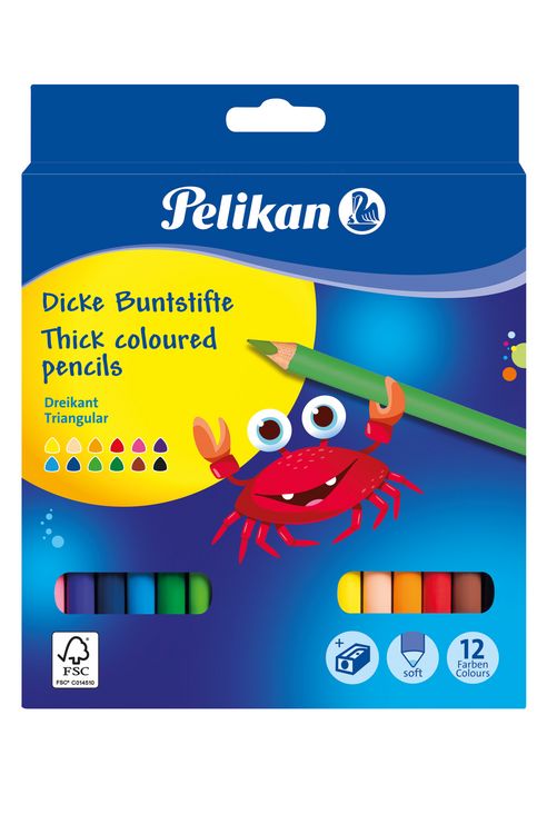 Produktbild: Pelikan Buntstifte Jumbo, 12er Set inkl. Anspitzer