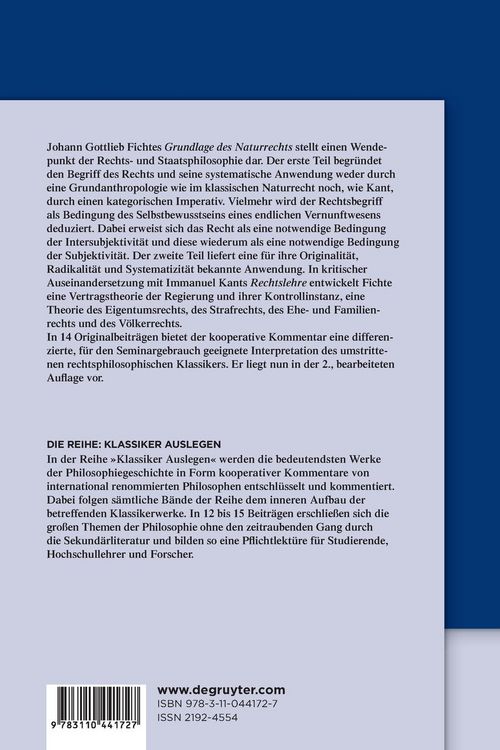 Produktbild: Johann Gottlieb Fichte: Grundlage des Naturrechts