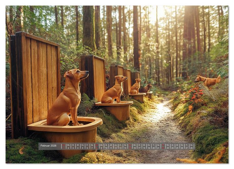 Produktbild: Sitz, Platz, Sp&uuml;l - Hunde auf dem Thron (Wandkalender 2026 DIN A4 quer), CALVENDO Monatskalender