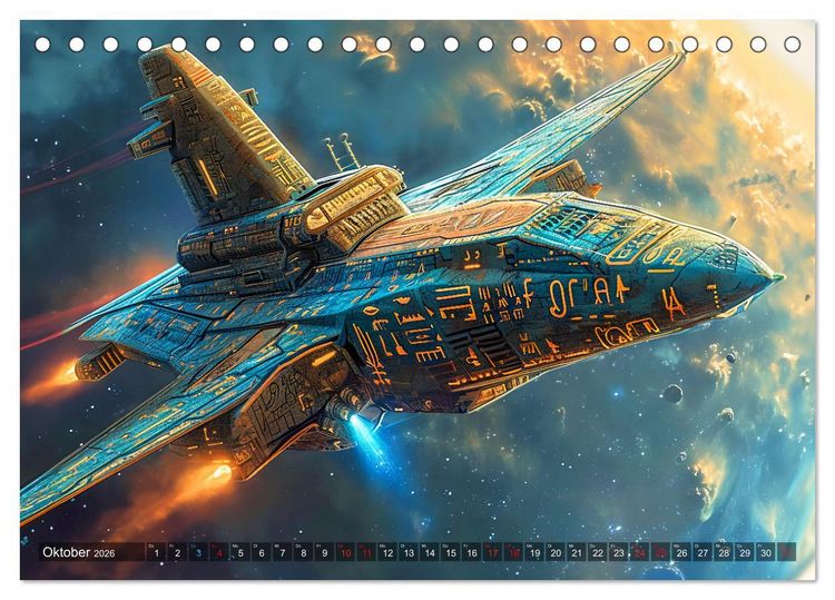 Produktbild: Raumschiffe - Im Universum durch Raum und Zeit (Tischkalender 2026 DIN A5 quer), CALVENDO Monatskalender