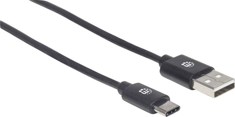 Produktbild: Manhattan USB-Kabel USB 2.0 USB-A Stecker, USB-C&reg; Stecker 2.00m Schwarz 354929