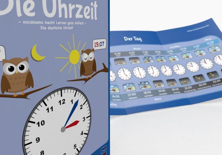 Produktbild: mindmemo Lernfolder - Die Uhrzeit - Grundschule - Zusammenfassung