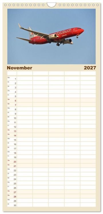 Produktbild: Familienplaner 2027 - Flugzeuge auf Europas Flugh&auml;fen mit 5 Spalten (Wandkalender, 21 x 45 cm) CALVENDO