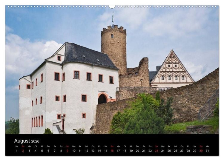 Produktbild: S&auml;chsische Burgen und Schl&ouml;sser (hochwertiger Premium Wandkalender 2026 DIN A2 quer), Kunstdruck in Hochglanz
