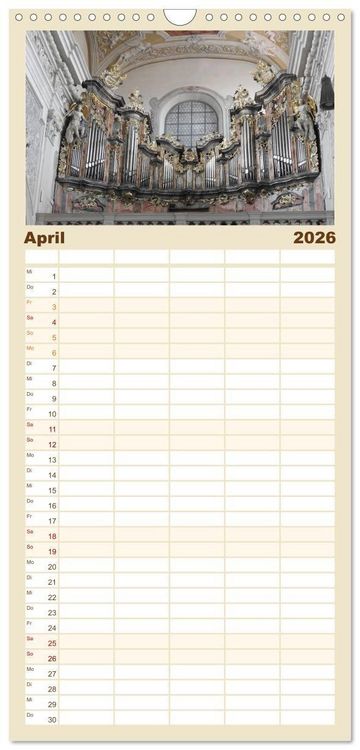 Produktbild: Familienplaner 2026 - Fantastische Welt der Orgeln mit 5 Spalten (Wandkalender, 21 x 45 cm) CALVENDO