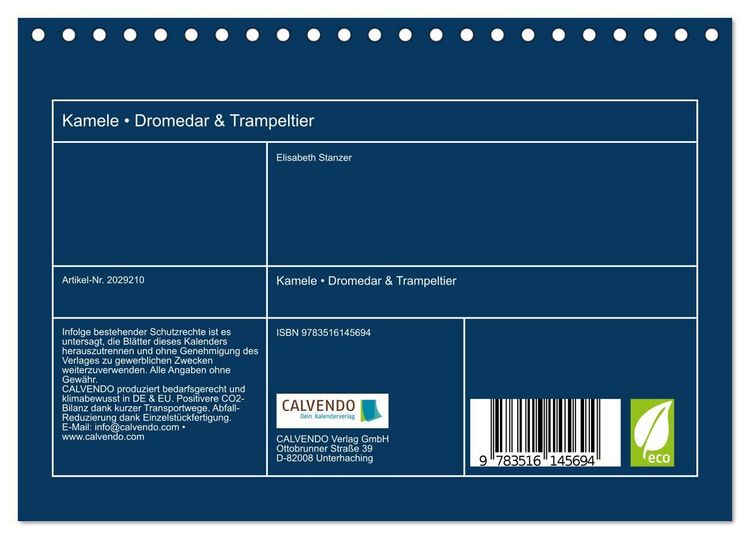 Produktbild: Kamele &bull; Dromedar & Trampeltier (Tischkalender 2026 DIN A5 quer), CALVENDO Monatskalender