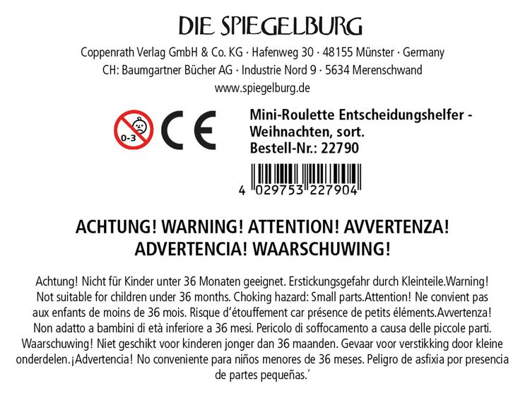 Produktbild: Mini-Roulette Entscheidungshelfer - Wintertiere...,sort.i.D.