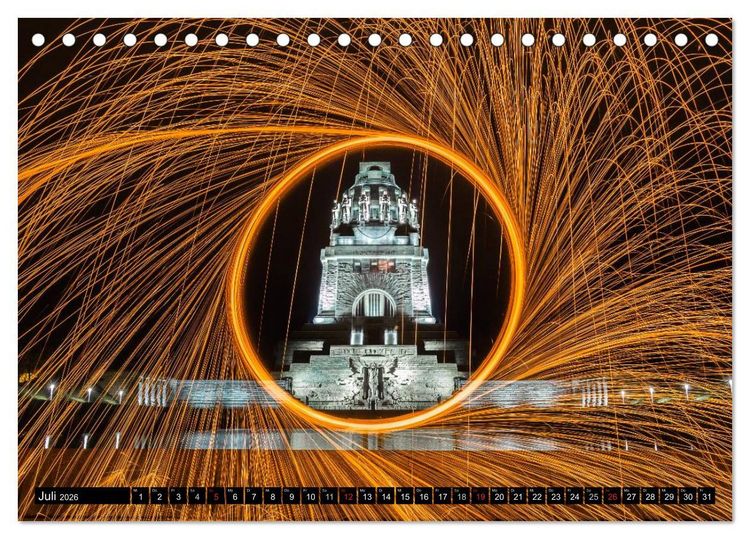 Produktbild: Light Art in Leipzig (Tischkalender 2026 DIN A5 quer), CALVENDO Monatskalender