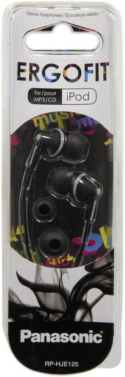 Produktbild: Panasonic RP-HJE125E In Ear Kopfh&ouml;rer kabelgebunden Schwarz