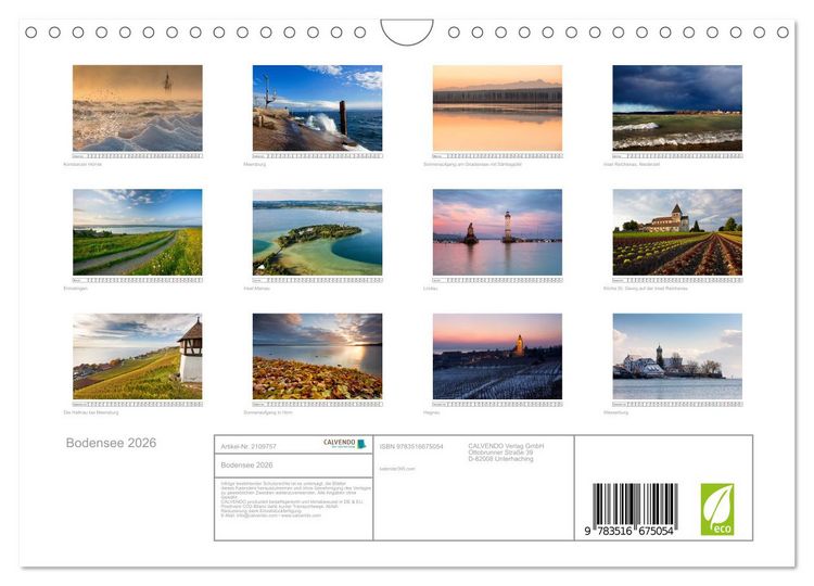 Produktbild: Bodensee 2026 (Wandkalender 2026 DIN A4 quer), CALVENDO Monatskalender