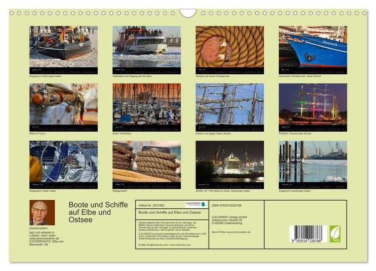 Produktbild: Boote und Schiffe auf Elbe und Ostsee (Wandkalender 2026 DIN A3 quer), CALVENDO Monatskalender