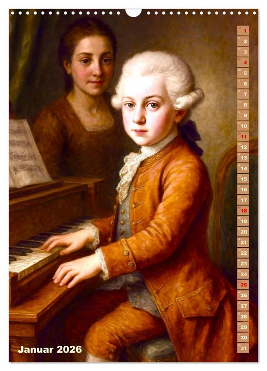 Produktbild: Wolfgang Amadeus Mozart. Sein Leben, seine Werke (Wandkalender 2026 DIN A3 hoch), CALVENDO Monatskalender